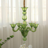 Green Murano Glass Chandelier Hand Blown Luxury Pendant Light Fixture