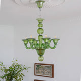 Green Murano Glass Chandelier Hand Blown Luxury Pendant Light Fixture