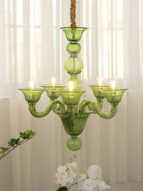 Green Murano Glass Chandelier Hand Blown Luxury Pendant Light Fixture