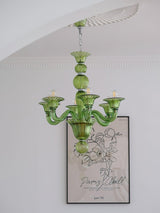 Green Murano Glass Chandelier Hand Blown Luxury Pendant Light Fixture