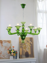 Green Murano Glass Chandelier Hand Blown Luxury Pendant Light Fixture
