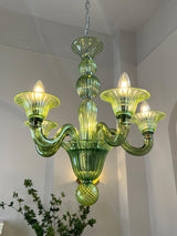 Green Murano Glass Chandelier Hand Blown Luxury Pendant Light Fixture