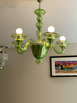 Green Murano Glass Chandelier Hand Blown Luxury Pendant Light Fixture