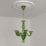 Green Murano Glass Chandelier Hand Blown Luxury Pendant Light Fixture