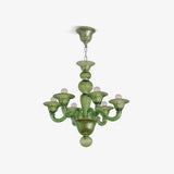 Green Murano Glass Chandelier Hand Blown Luxury Pendant Light Fixture