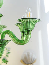 Green Murano Glass Chandelier Hand Blown Luxury Pendant Light Fixture