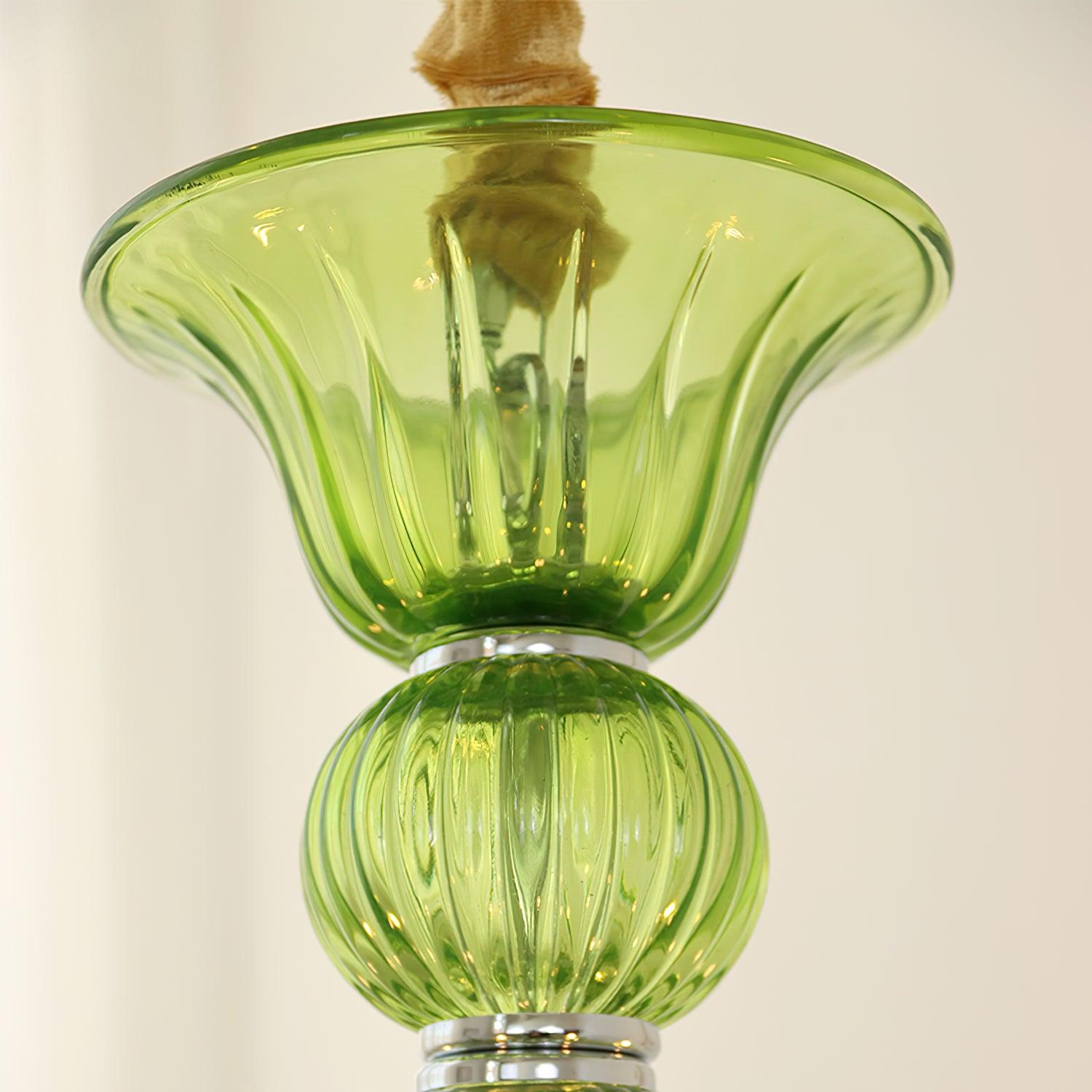Green Murano Glass Chandelier Hand Blown Luxury Pendant Light Fixture