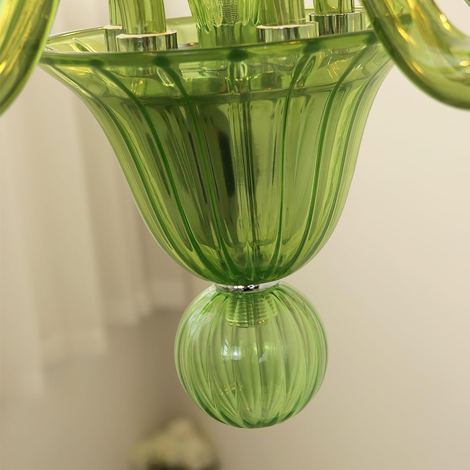 Green Murano Glass Chandelier Hand Blown Luxury Pendant Light Fixture