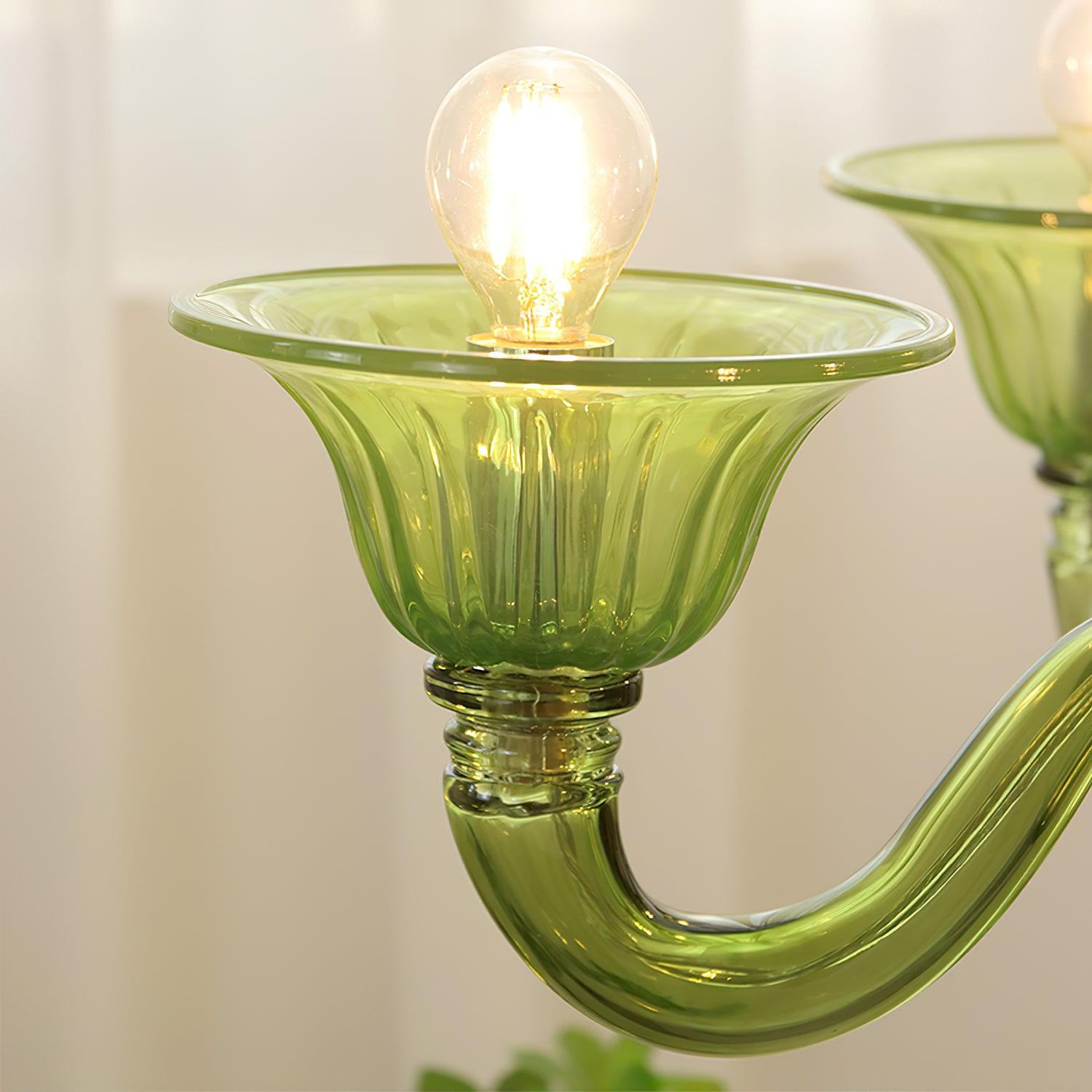 Green Murano Glass Chandelier Hand Blown Luxury Pendant Light Fixture