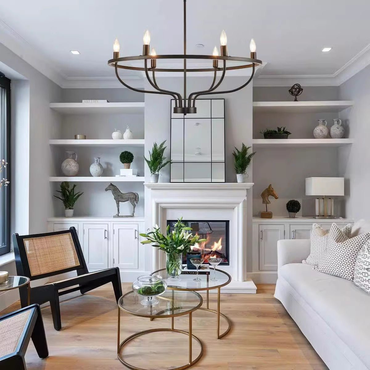Greyson Modern Brass Vine Chandelier Minimalist Multi Light Ceiling Fixture