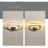 Modern Geometric LED Ceiling Fan with Interconnected Ring Design 20 Inch Low Profile Flush Mount Light