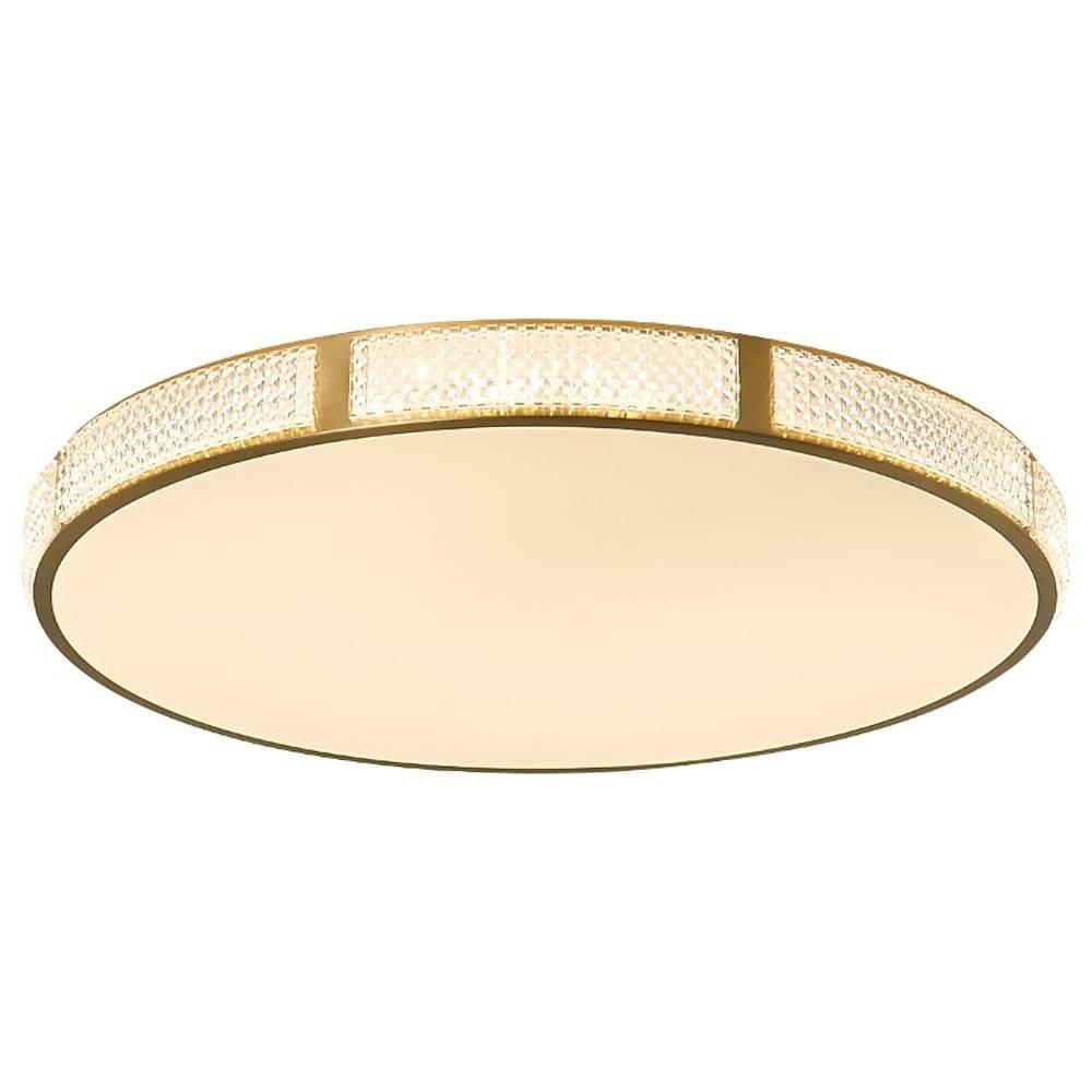 Modern Nordic Copper LED Flush Mount Ceiling Light with Geometric Acrylic Shade