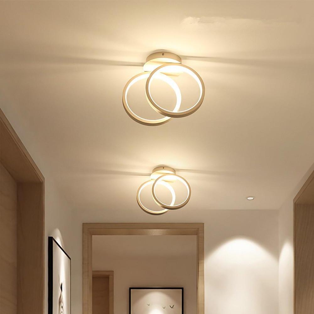 Minimalist 2 Ring LED Ceiling Light Modern Geometric Flush Mount Fixture for Hallways