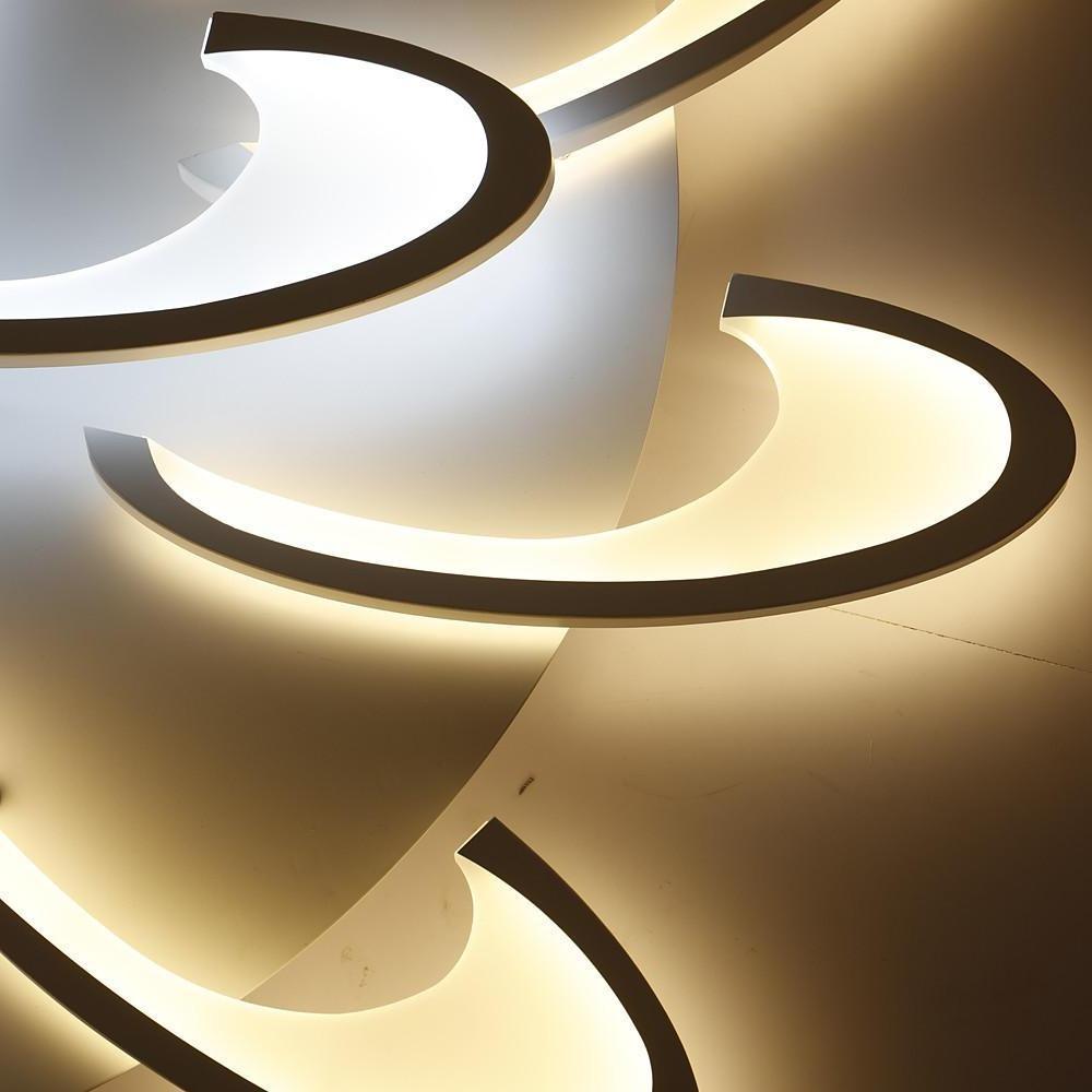 Contemporary Geometric Wave LED Flush Mount Ceiling Light Modern Circle Dimmable Fixture
