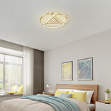 Modern Gold Geometric LED Ceiling Light Fixture Low Profile Flush Mount for Bedroom