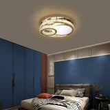 Modern Crystal LED Ceiling Light Overlapping Circles Stainless Steel Flush Mount Lighting