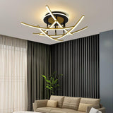 Modern Nordic Geometric LED Flush Mount Ceiling Light Dimmable Sputnik Fixture in Gold