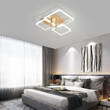 Modern Geometric Square LED Ceiling Light Dimmable Flush Mount Fixture for Bedroom and Living Room