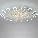 Modern Flower Crystal LED Flush Mount Ceiling Light Dimmable Chandelier for Living Room