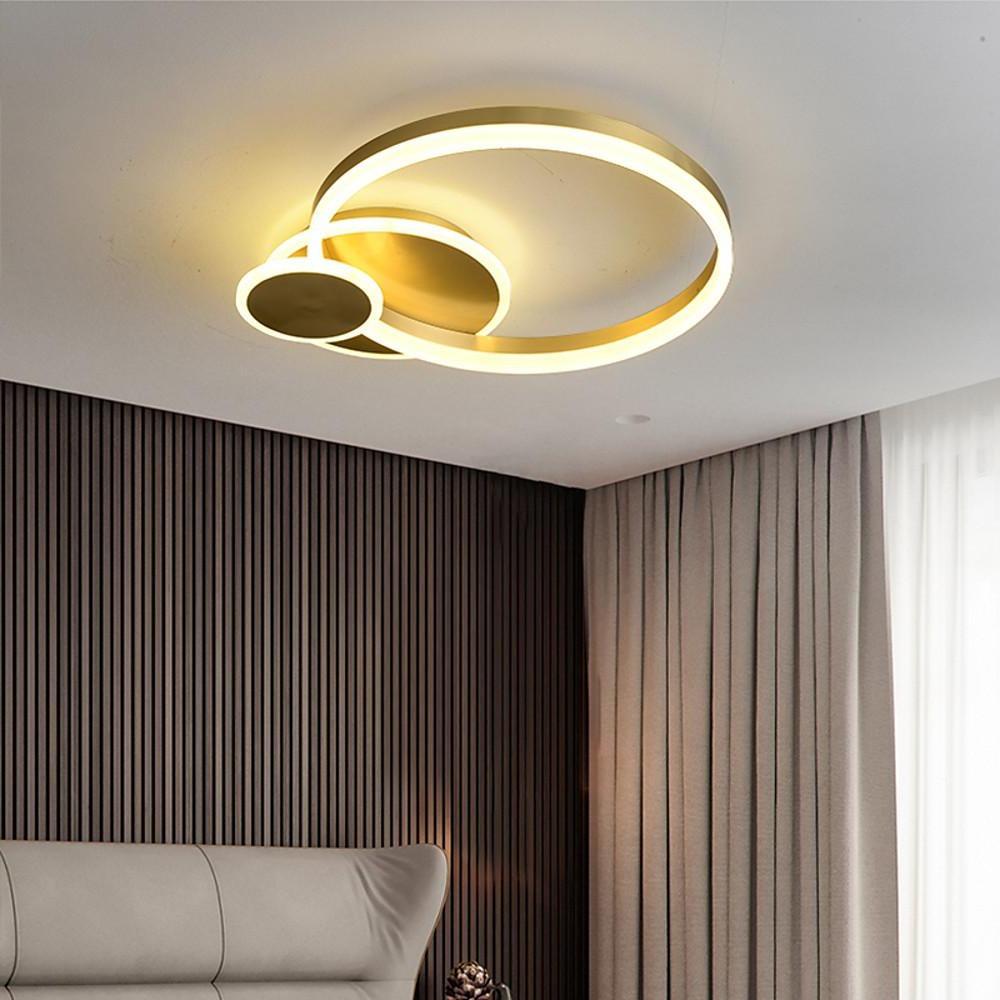 Modern Overlapping Circles Flush Mount Ceiling Light LED Metal Artistic Design 3 Light Fixture