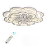 Flower Shaped LED Ceiling Light Flush Mount Fixture with Crystal Pendants for Bedroom Living Room
