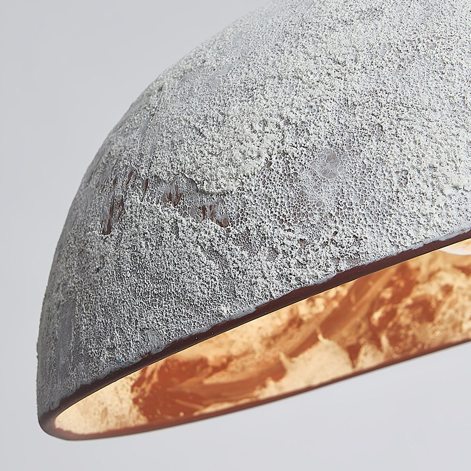Half Dome Textured Ceramic Pendant Light with Gold Interior and Wood Details