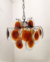 hand-blown-glass-murano-style-orange-brown-disc-pendant-chandelier-light