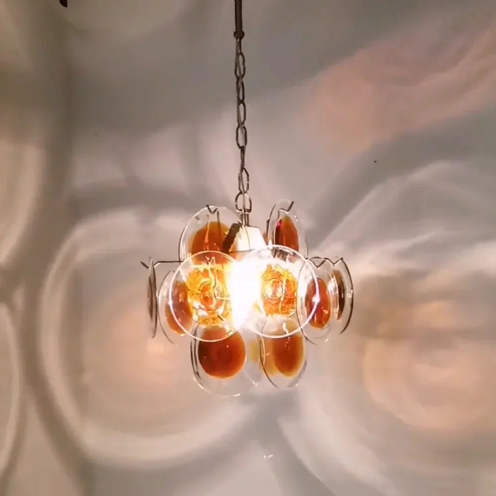 hand-blown-glass-murano-style-orange-brown-disc-pendant-chandelier-light
