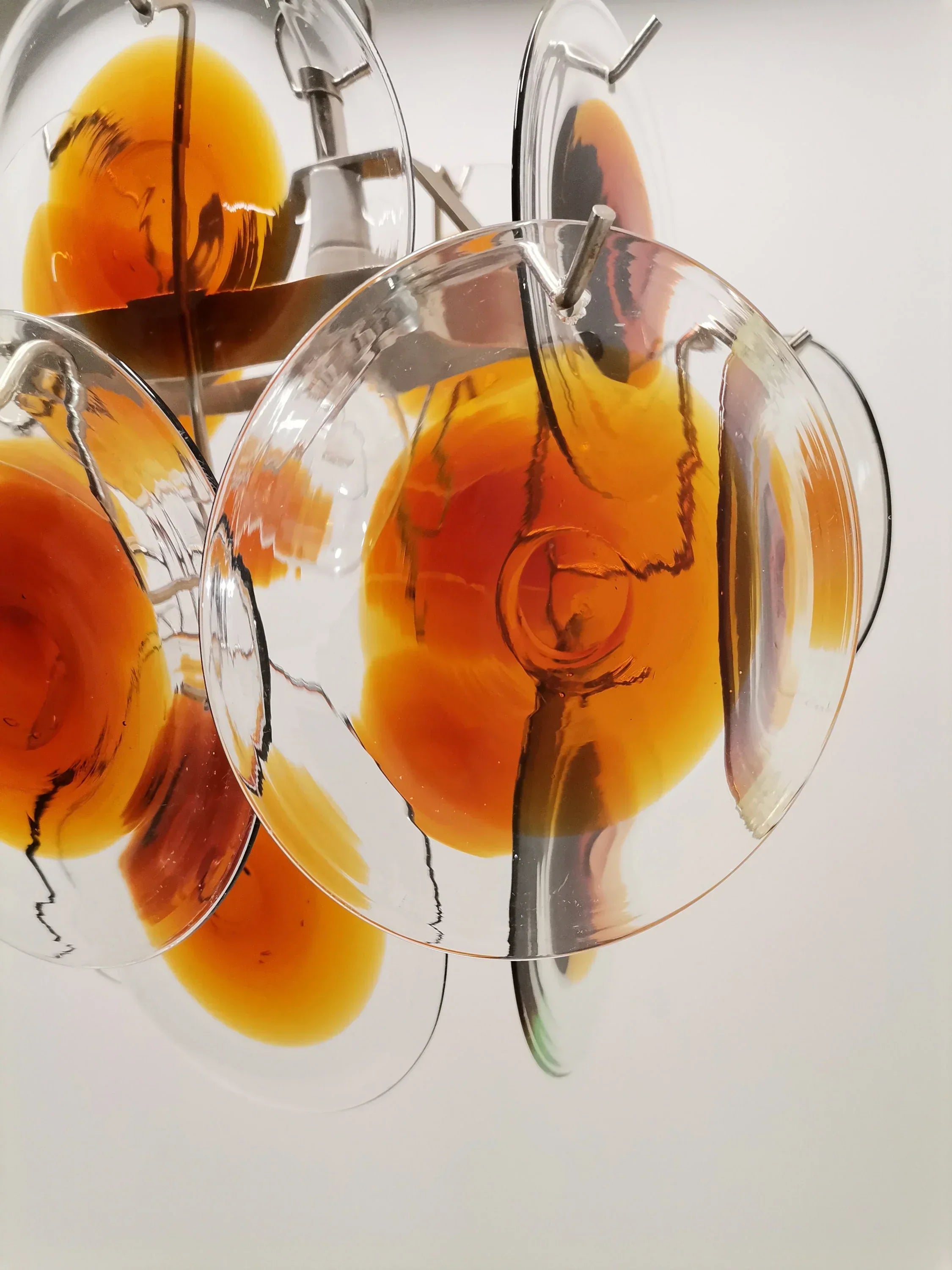 hand-blown-glass-murano-style-orange-brown-disc-pendant-chandelier-light