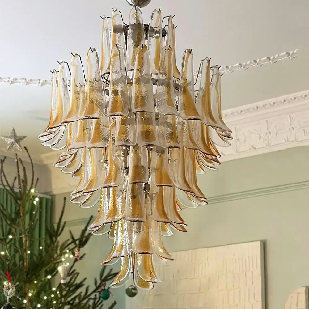 hand-blown-murano-amber-glass-petals-chandelier-for-luxury-living-spaces