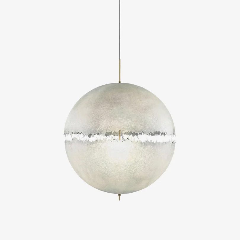 Hand Painted Fiberglass Sphere Pendant Light Modern Gold Artistic Hanging Lamp