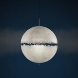 Hand Painted Fiberglass Sphere Pendant Light Modern Gold Artistic Hanging Lamp