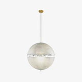 Hand Painted Fiberglass Sphere Pendant Light Modern Gold Artistic Hanging Lamp