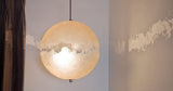 Hand Painted Fiberglass Sphere Pendant Light Modern Gold Artistic Hanging Lamp