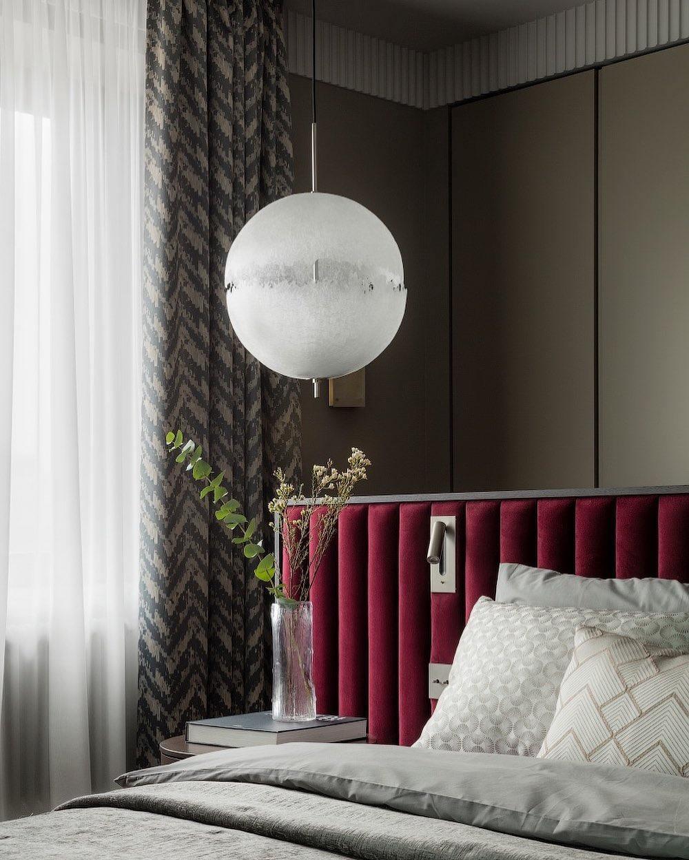 Hand Painted Fiberglass Sphere Pendant Light Modern Gold Artistic Hanging Lamp