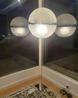 Hand Painted Fiberglass Sphere Pendant Light Modern Gold Artistic Hanging Lamp