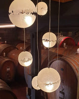 Hand Painted Fiberglass Sphere Pendant Light Modern Gold Artistic Hanging Lamp