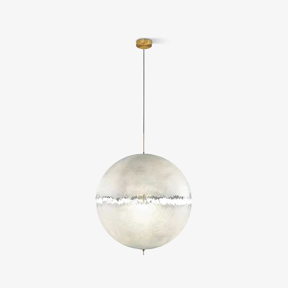 Hand Painted Fiberglass Sphere Pendant Light Modern Gold Artistic Hanging Lamp