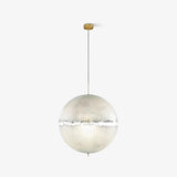 Hand Painted Fiberglass Sphere Pendant Light Modern Gold Artistic Hanging Lamp