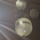 Hand Painted Fiberglass Sphere Pendant Light Modern Gold Artistic Hanging Lamp