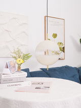 Hand Painted Fiberglass Sphere Pendant Light Modern Gold Artistic Hanging Lamp