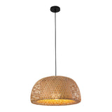 Hand Woven Bamboo Lantern LED Chandelier with 3 Step Dimming Rustic Rattan Hanging Pendant Light