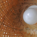 Hand Woven Bamboo Lantern LED Chandelier with 3 Step Dimming Rustic Rattan Hanging Pendant Light