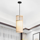 Hand Woven Bamboo LED Pendant Light Retro Modern Minimalist Ceiling Hanging Lamp for Dining Room