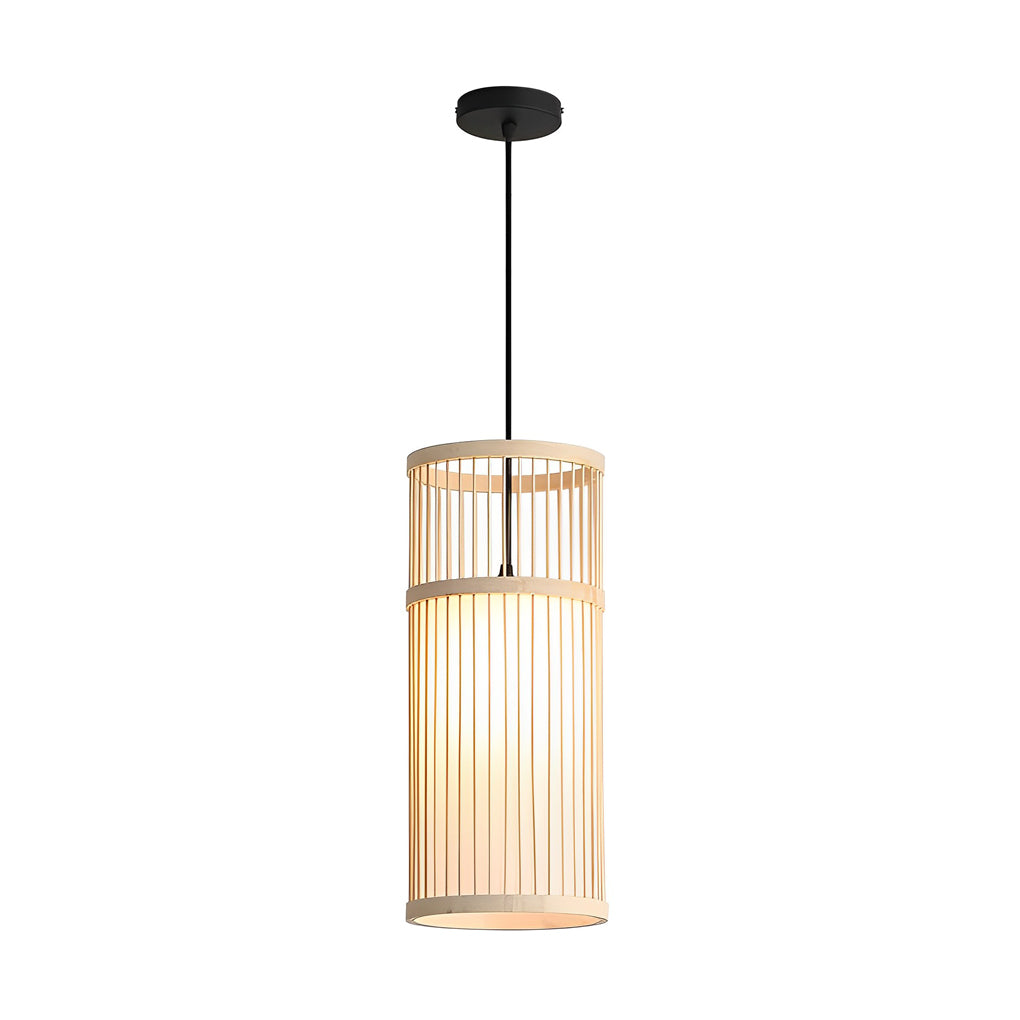 Hand Woven Bamboo LED Pendant Light Retro Modern Minimalist Ceiling Hanging Lamp for Dining Room