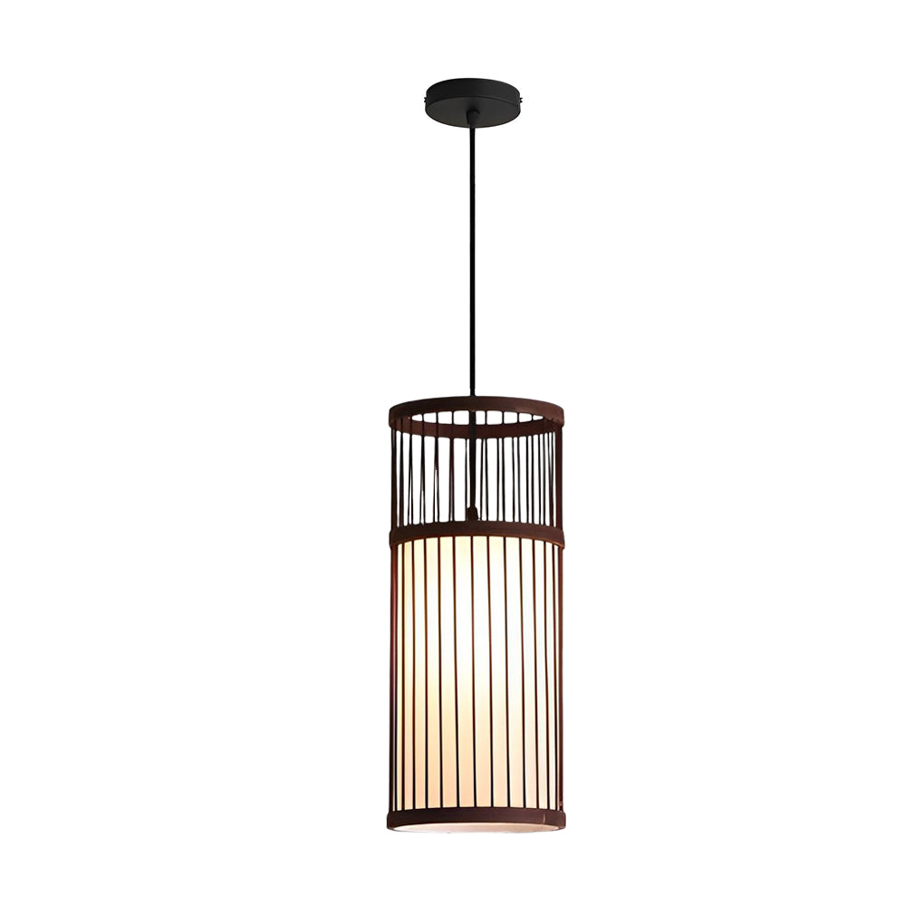 Hand Woven Bamboo LED Pendant Light Retro Modern Minimalist Ceiling Hanging Lamp for Dining Room