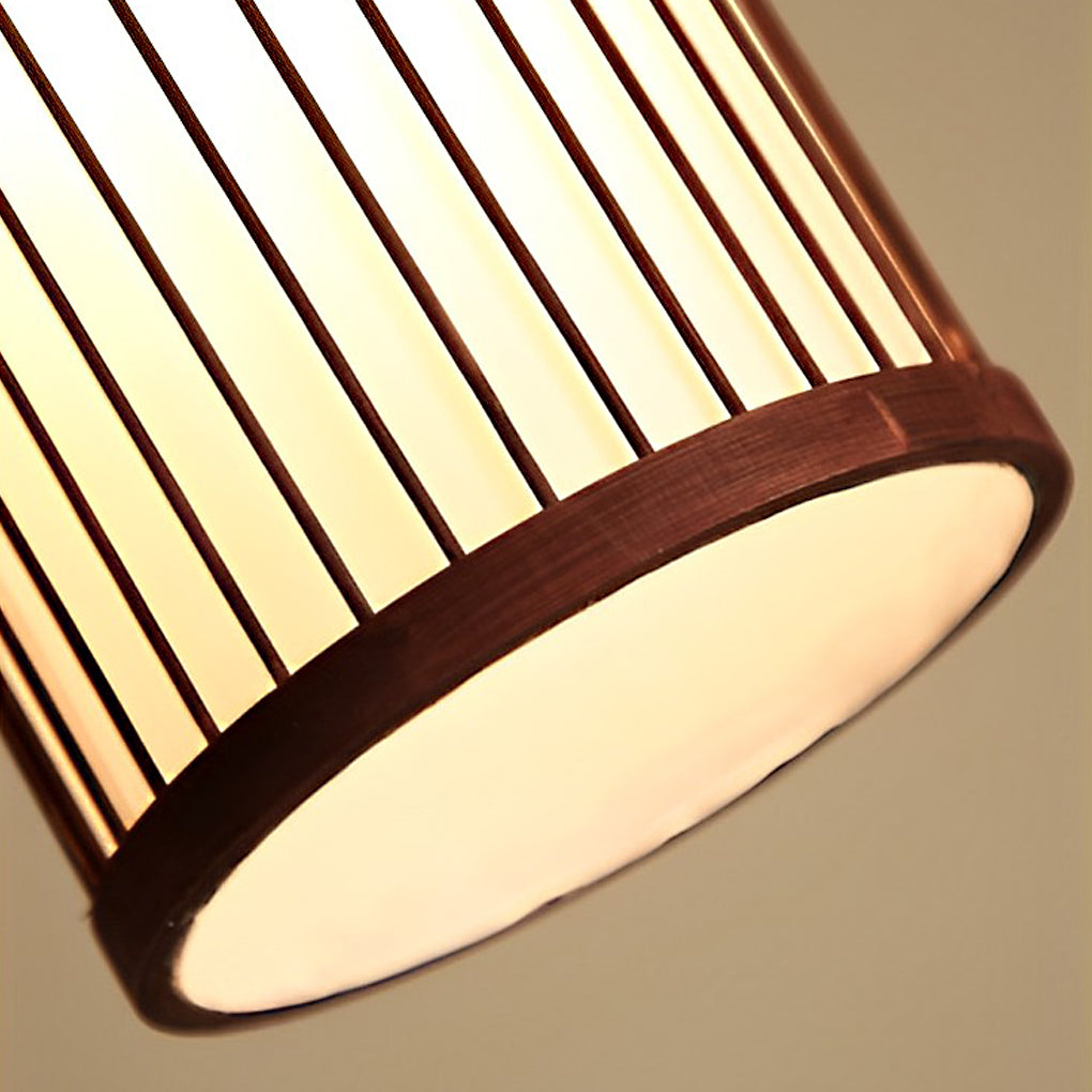 Hand Woven Bamboo LED Pendant Light Retro Modern Minimalist Ceiling Hanging Lamp for Dining Room