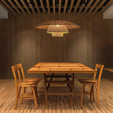 Hand Woven Rattan Hat Shape Pendant Light Boho Wicker Hanging Ceiling Lamp