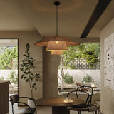 Hand Woven Rattan Hat Shape Pendant Light Boho Wicker Hanging Ceiling Lamp