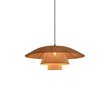 Hand Woven Rattan Hat Shape Pendant Light Boho Wicker Hanging Ceiling Lamp